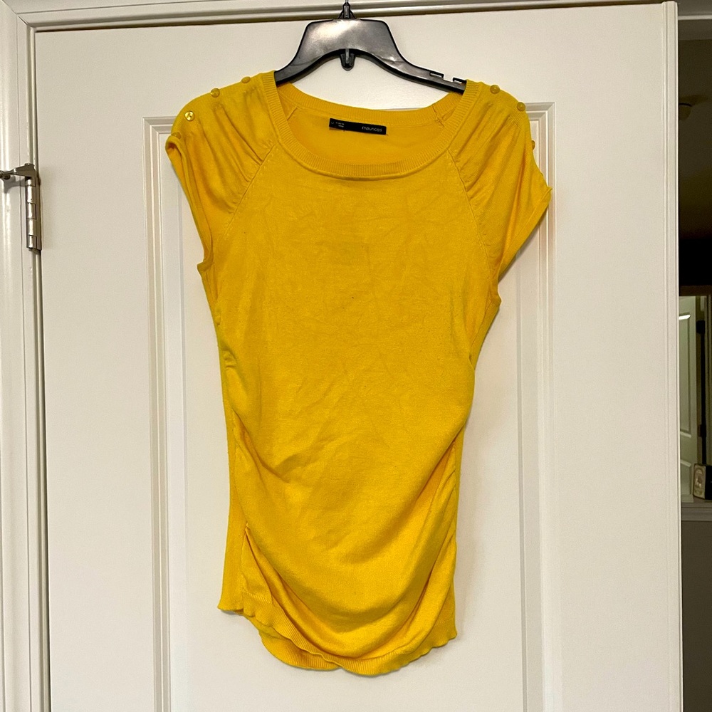 Yellow Gold cap sleeve knit top Size Medium
